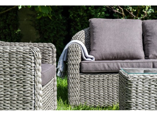 "Кон Панна" диван из искусственного ротанга (гиацинт) двухместный, цвет серый в Каменске-Уральском