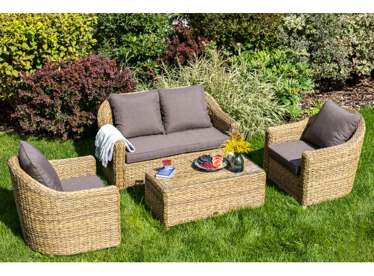 "Кон Панна" диван из искусственного ротанга (гиацинт) двухместный, цвет соломенный в Каменске-Уральском