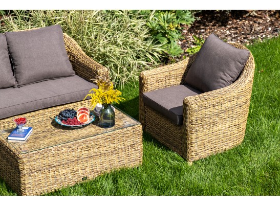 "Кон Панна" диван из искусственного ротанга (гиацинт) двухместный, цвет соломенный в Каменске-Уральском