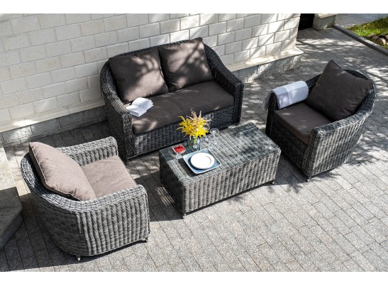 "Кон Панна" лаунж-зона из искусственного ротанга, цвет графит в Каменске-Уральском