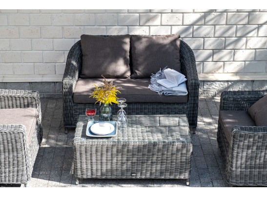 "Кон Панна" диван из искусственного ротанга двухместный, цвет графит в Каменске-Уральском