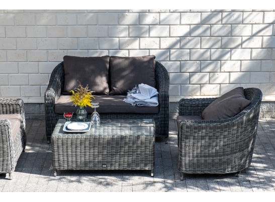 "Кон Панна" диван из искусственного ротанга двухместный, цвет графит в Каменске-Уральском