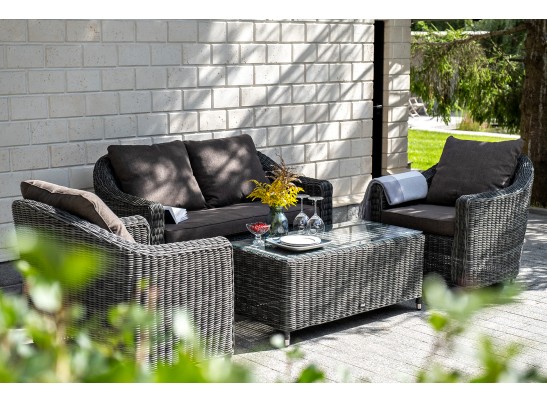 "Кон Панна" диван из искусственного ротанга двухместный, цвет графит в Каменске-Уральском