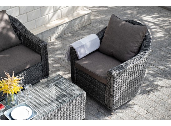 "Кон Панна" диван из искусственного ротанга двухместный, цвет графит в Каменске-Уральском