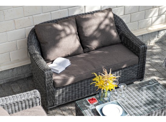 "Кон Панна" диван из искусственного ротанга двухместный, цвет графит в Каменске-Уральском