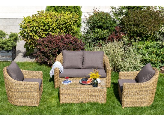 "Кон Панна" лаунж-зона из искусственного ротанга (гиацинт), цвет соломенный в Каменске-Уральском