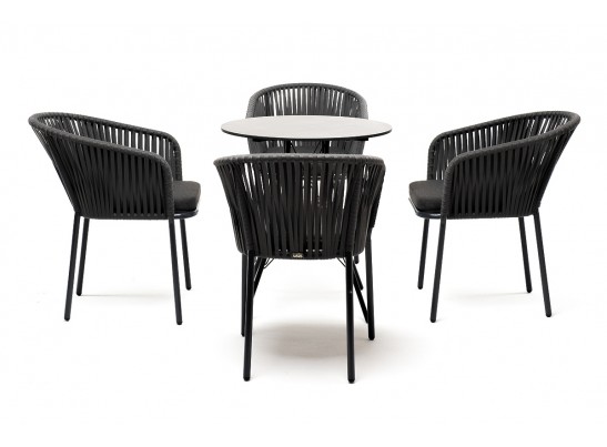 "Конте" обеденная группа на 4 персоны, круглый стол, цвет "серый гранит" в Каменске-Уральском