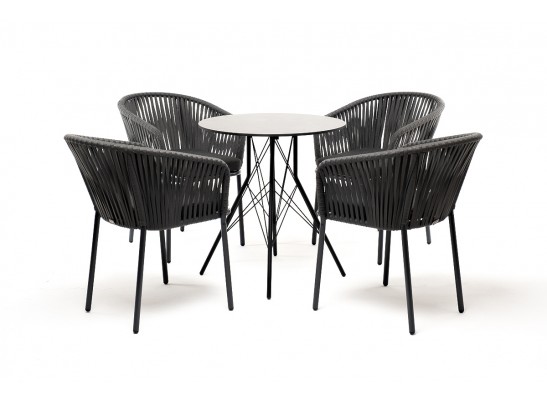 "Конте" обеденная группа на 4 персоны, круглый стол, цвет "серый гранит" в Каменске-Уральском