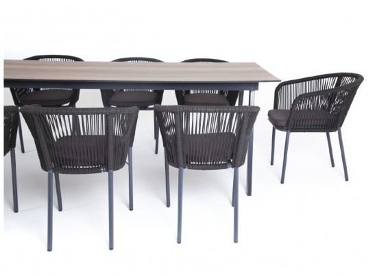 "Куба" обеденная группа на 10 персон, стол HPL "дуб", круглый роуп в Каменске-Уральском