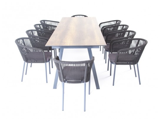 "Куба" обеденная группа на 10 персон, стол HPL "дуб", круглый роуп в Каменске-Уральском