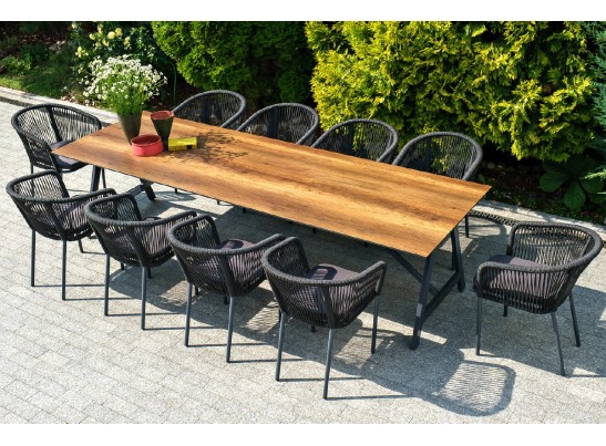 "Куба" обеденная группа на 10 персон, стол HPL "дуб", круглый роуп в Каменске-Уральском