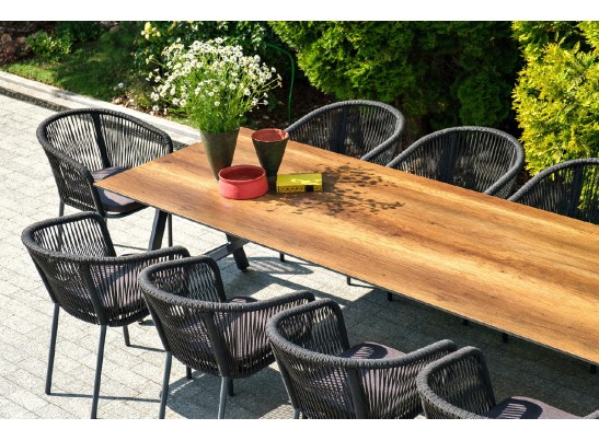 "Куба" обеденная группа на 10 персон, стол HPL "дуб", круглый роуп в Каменске-Уральском