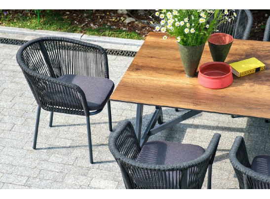 "Куба" обеденная группа на 10 персон, стол HPL "дуб", круглый роуп в Каменске-Уральском