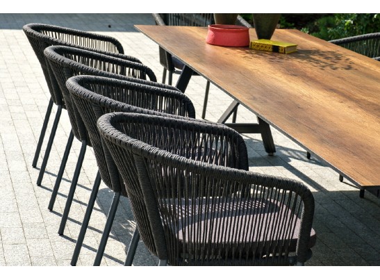 "Куба" обеденная группа на 10 персон, стол HPL "дуб", круглый роуп в Каменске-Уральском