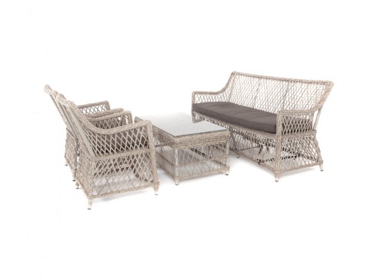 "Латте" лаунж-зона из искусственного ротанга, цвет бежевый в Каменске-Уральском