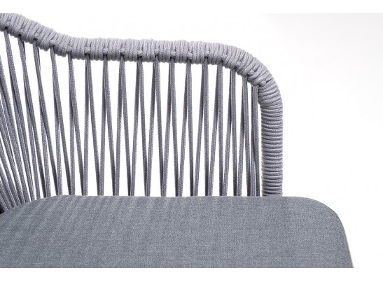 "Лион" стул плетеный из роупа, каркас из стали белый, роуп светло-серый, ткань светло-серая в Каменске-Уральском