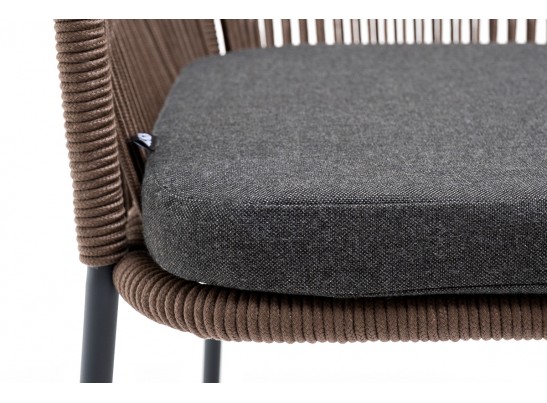 "Лион" стул плетеный из роупа, каркас из стали серый, роуп коричневый, ткань темно-серая в Каменске-Уральском