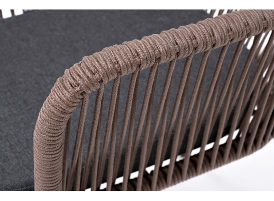 "Лион" стул плетеный из роупа, каркас из стали коричневый (RAL8016) муар, роуп коричневый круглый, ткань бежевая в Каменске-Уральском