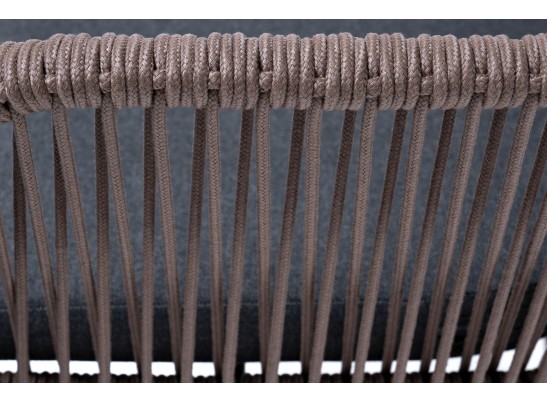 "Лион" стул плетеный из роупа, каркас из стали коричневый (RAL8016) муар, роуп коричневый круглый, ткань бежевая в Каменске-Уральском