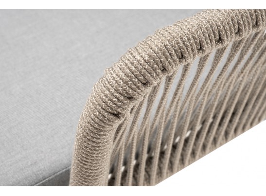 "Лион" стул плетеный из роупа, каркас из стали светло-серый (RAL7035) муар, роуп серый меланж круглый, ткань светло-серая в Каменске-Уральском