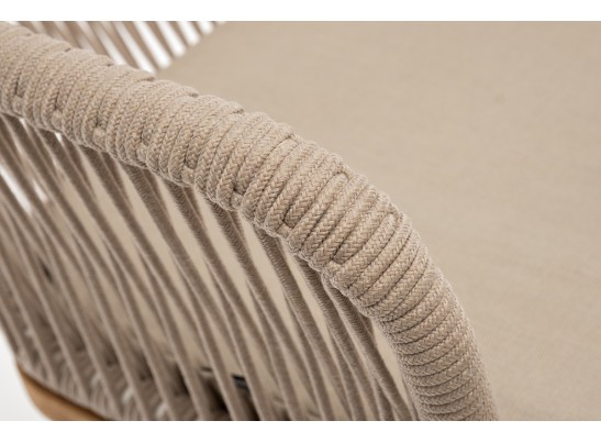 "Лион" стул плетеный из роупа, основание дуб, роуп бежевый круглый, ткань бежевая в Каменске-Уральском