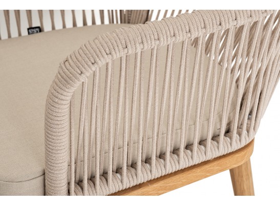 "Лион" стул плетеный из роупа, основание дуб, роуп бежевый круглый, ткань бежевая в Каменске-Уральском