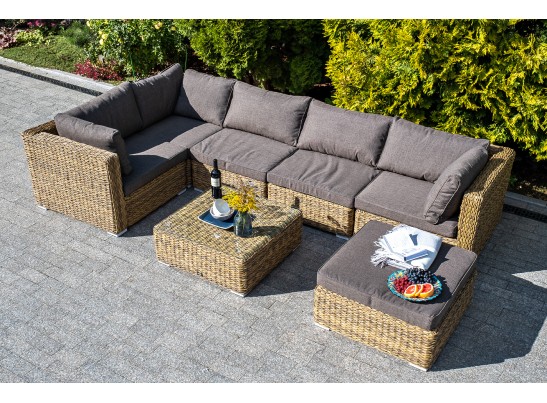 "Лунго" модуль диванный прямой с подушками, цвет соломенный (гиацинт) в Каменске-Уральском