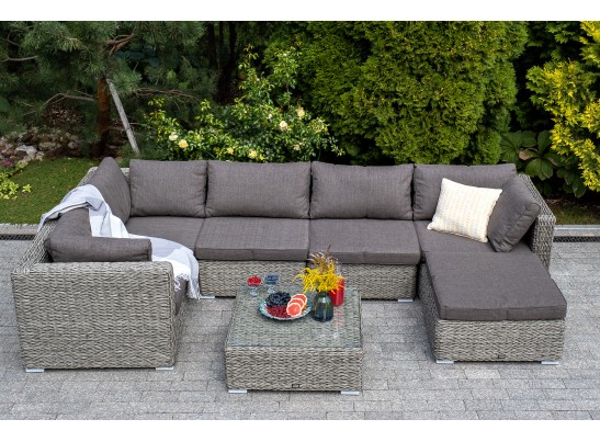 "Лунго" плетеная оттоманка с подушкой (гиацинт), цвет серый в Каменске-Уральском