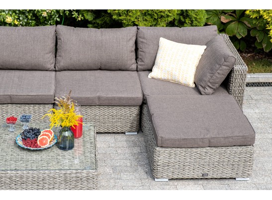 "Лунго" плетеная оттоманка с подушкой (гиацинт), цвет серый в Каменске-Уральском