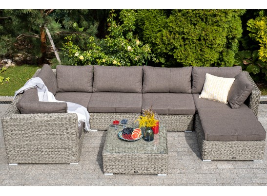 "Лунго" плетеная оттоманка с подушкой (гиацинт), цвет серый в Каменске-Уральском