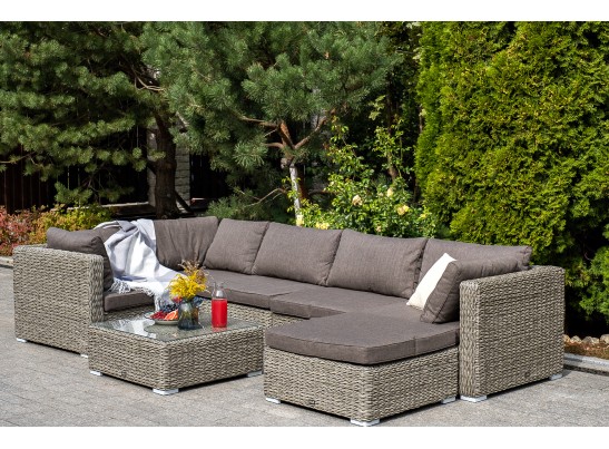 "Лунго" плетеная оттоманка с подушкой (гиацинт), цвет серый в Каменске-Уральском