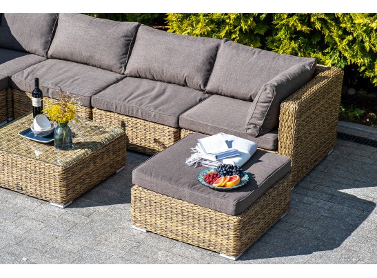 "Лунго" трансформирующаяся лаунж-зона из искусственного ротанга (гиацинт), цвет соломенный в Каменске-Уральском