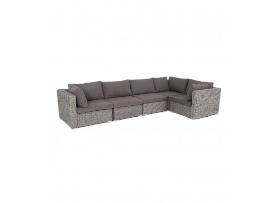 "Лунго" трансформирующийся диван из искусственного ротанга (гиацинт), цвет серый в Каменске-Уральском