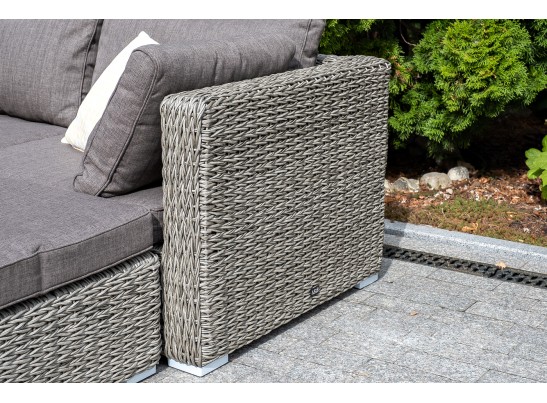 "Лунго" трансформирующийся диван из искусственного ротанга (гиацинт), цвет серый в Каменске-Уральском