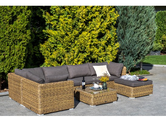 "Лунго" трансформирующийся диван из искусственного ротанга (гиацинт), цвет соломенный в Каменске-Уральском