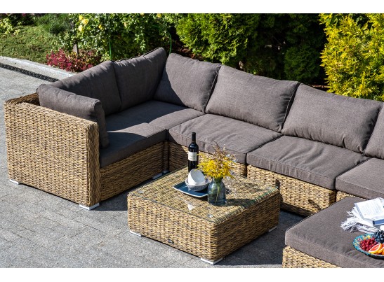 "Лунго" трансформирующийся диван из искусственного ротанга (гиацинт), цвет соломенный в Каменске-Уральском