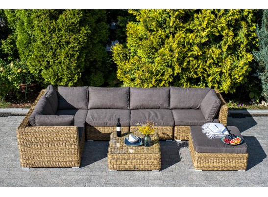 "Лунго" трансформирующийся диван из искусственного ротанга (гиацинт), цвет соломенный в Каменске-Уральском