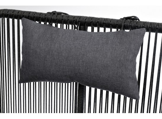 "Мадрид" кресло плетеное из роупа, каркас алюминий темно-серый (RAL7024) муар, роуп темно-серый круглый, ткань темно-серая 027 в Каменске-Уральском