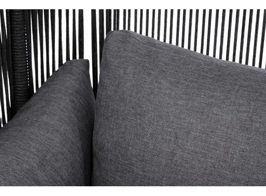 "Мадрид" кресло плетеное из роупа, каркас алюминий темно-серый (RAL7024) муар, роуп темно-серый круглый, ткань темно-серая 027 в Каменске-Уральском