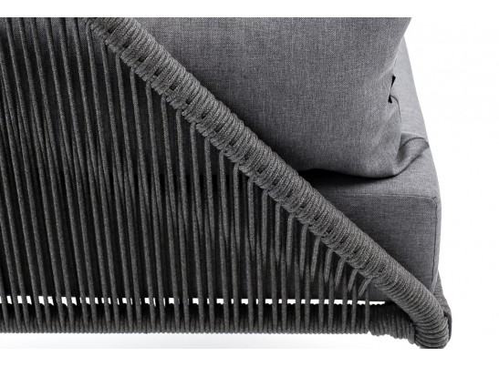 "Мадрид" кресло плетеное из роупа, каркас алюминий темно-серый (RAL7024) муар, роуп темно-серый круглый, ткань темно-серая 027 в Каменске-Уральском