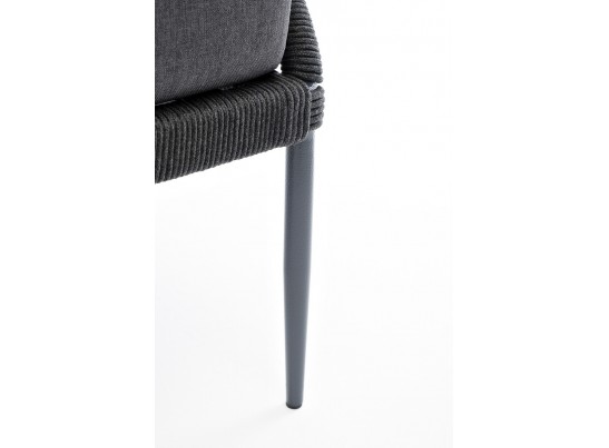 "Мадрид" кресло плетеное из роупа, каркас алюминий темно-серый (RAL7024) муар, роуп темно-серый круглый, ткань темно-серая 027 в Каменске-Уральском