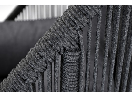 "Мадрид" кресло плетеное из роупа, каркас алюминий темно-серый (RAL7024) муар, роуп темно-серый круглый, ткань темно-серая 027 в Каменске-Уральском