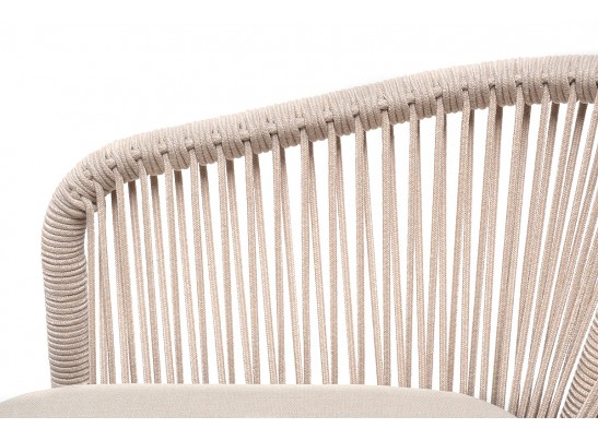 "Малага" обеденная группа на 6 персон со стульями "Марсель", каркас белый, роуп бежевый в Каменске-Уральском