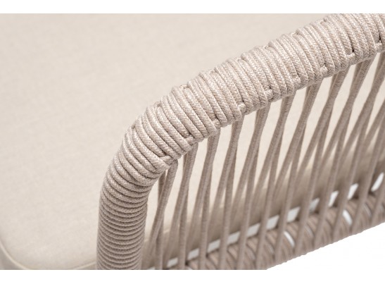 "Малага" обеденная группа на 6 персон со стульями "Марсель", каркас белый, роуп бежевый в Каменске-Уральском