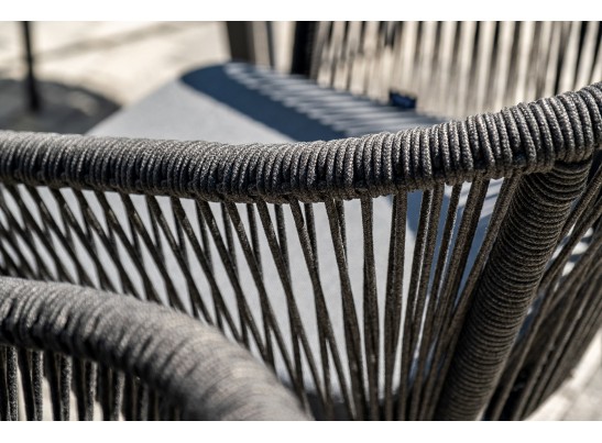 "Малага" обеденная группа на 6 персон со стульями "Марсель", каркас темно-серый, роуп темно-серый в Каменске-Уральском