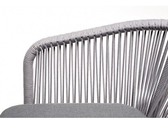 "Малага" обеденная группа на 6 персон со стульями "Марсель", каркас белый, роуп светло-серый в Каменске-Уральском