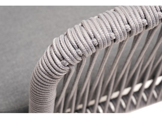 "Малага" обеденная группа на 6 персон со стульями "Марсель", каркас белый, роуп светло-серый в Каменске-Уральском