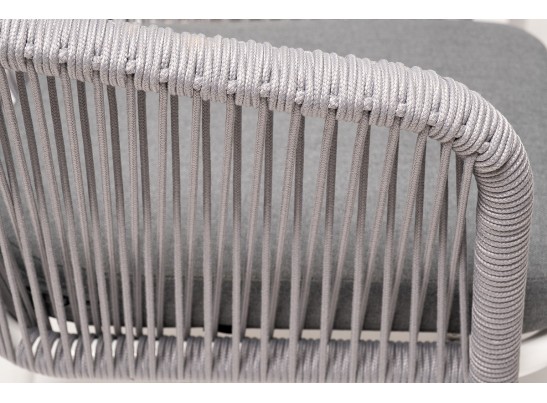 "Малага" обеденная группа на 6 персон со стульями "Марсель", каркас белый, роуп светло-серый в Каменске-Уральском