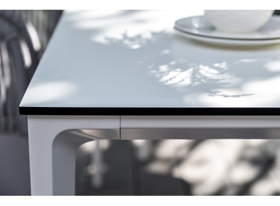 "Малага" обеденная группа на 6 персон со стульями "Марсель", каркас белый, роуп светло-серый в Каменске-Уральском