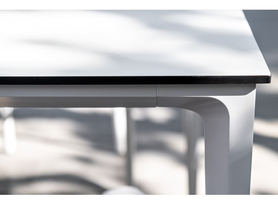 "Малага" обеденная группа на 6 персон со стульями "Марсель", каркас белый, роуп светло-серый в Каменске-Уральском